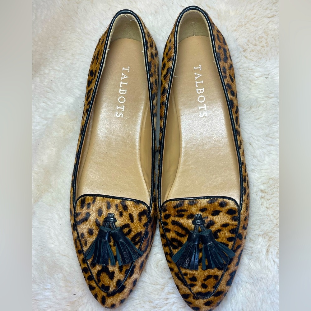 Francesca Leopard Driving Flats. Genuine leather, calf hair. Size 6N (Narrow)